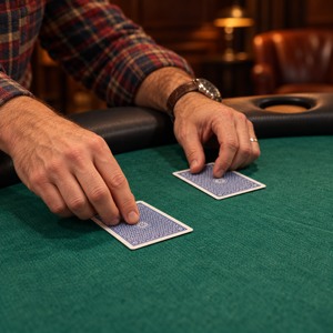 Cards dealt across green casino grade cloth